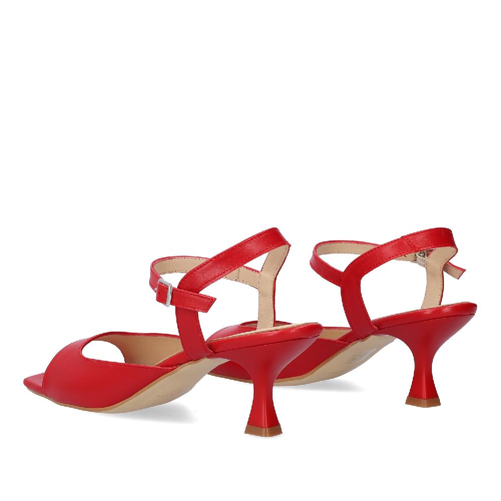 Andres Machado Sandalia Con Tacón En Piel Rojo