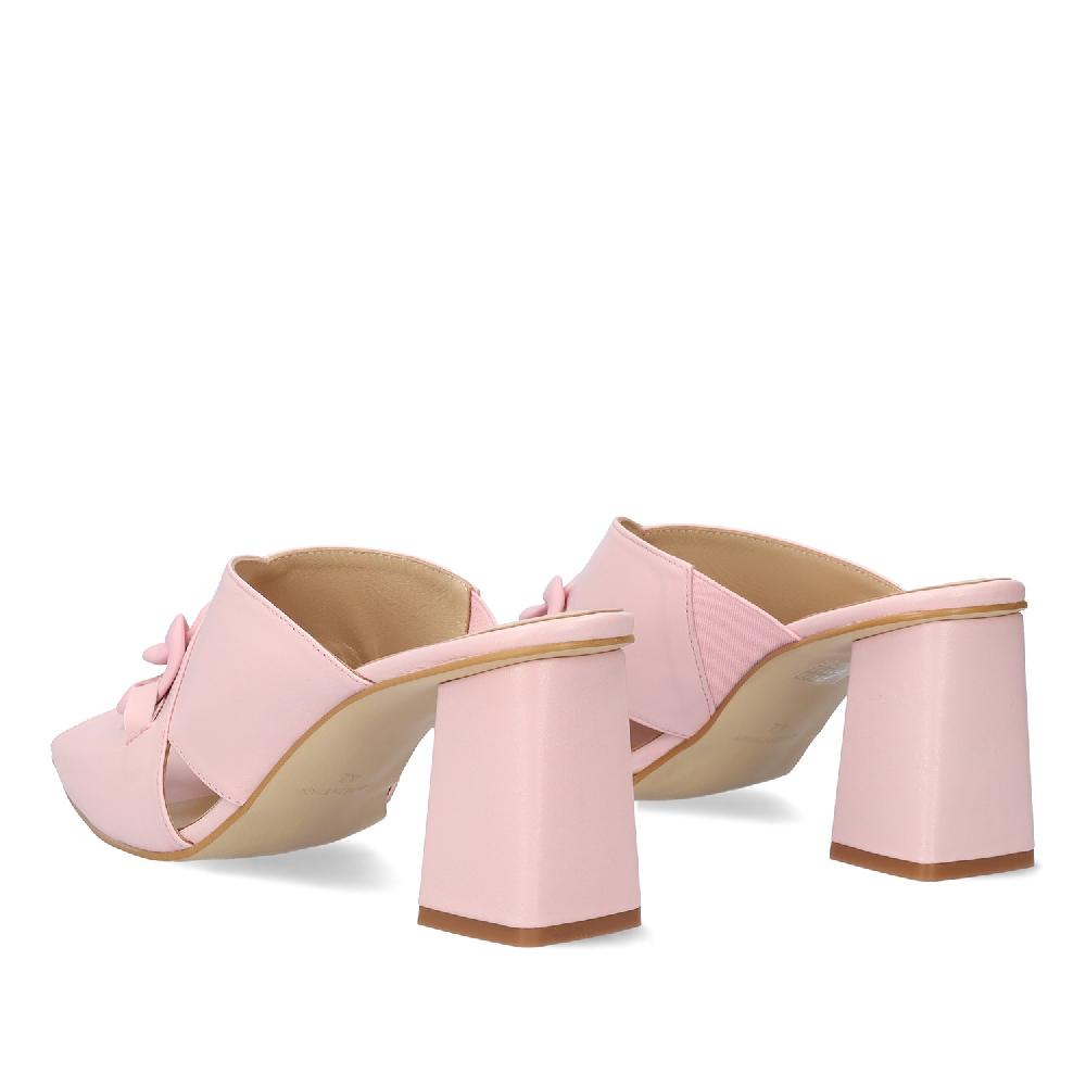 Andres Machado Sandalia Con Tacón En Piel Rosa