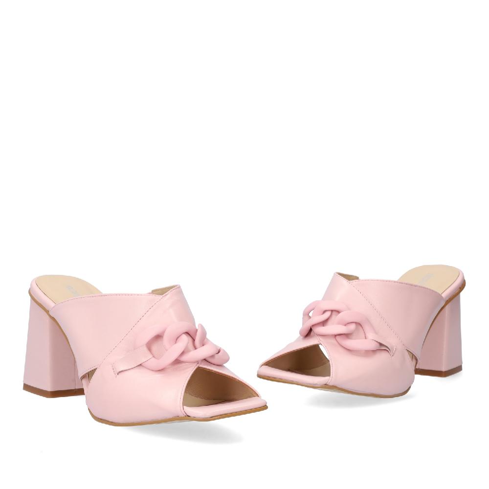 Andres Machado Sandalia Con Tacón En Piel Rosa