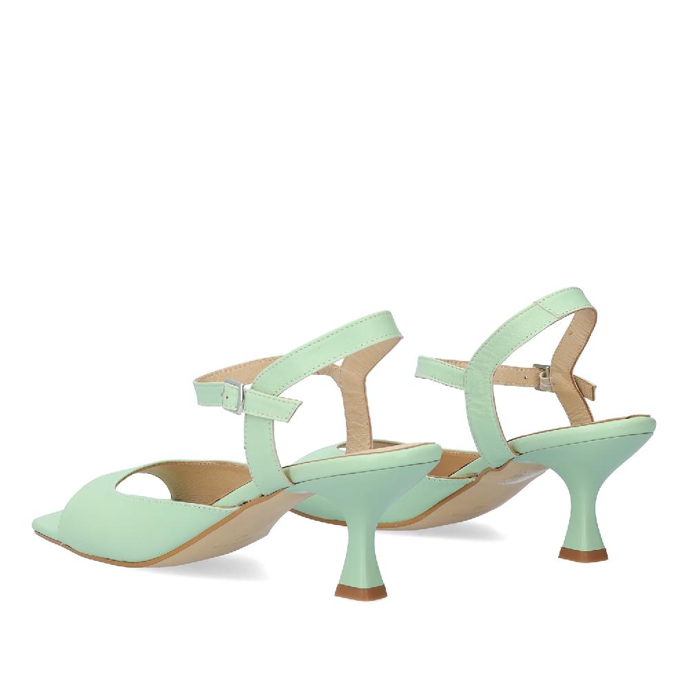 Andres Machado Sandalia Con Tacón En Piel Verde