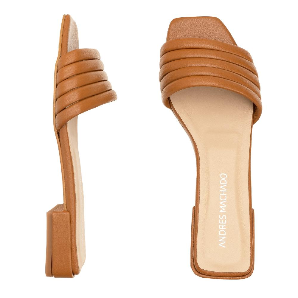 Andres Machado Sandalia Pala En Piel Marrón