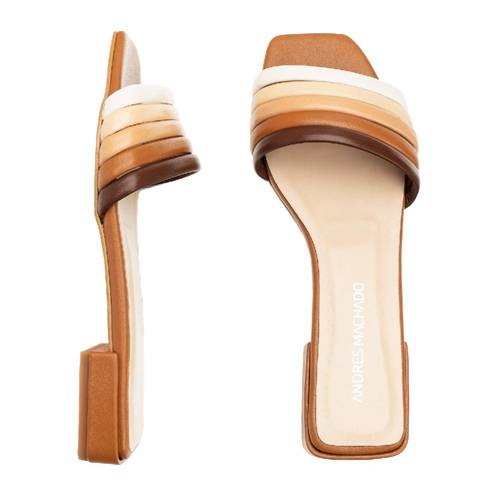 Andres Machado Sandalia Pala En Piel Multicolor