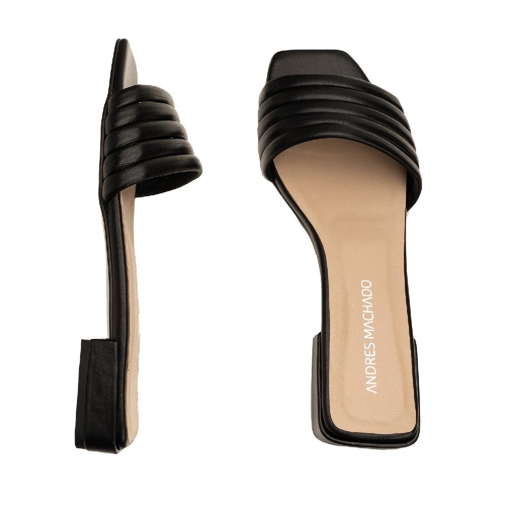 Andres Machado Sandalia Pala En Piel Negra