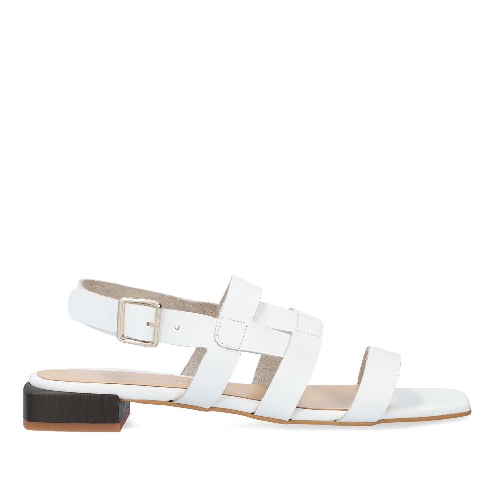 Andres Machado Sandalia Plana En Piel Blanco