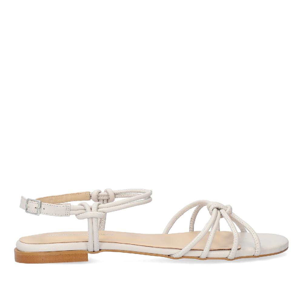 Andres Machado Sandalia Plana En Piel Gris