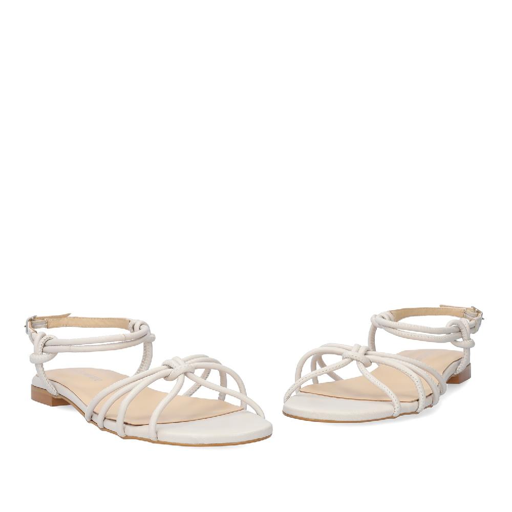 Andres Machado Sandalia Plana En Piel Gris