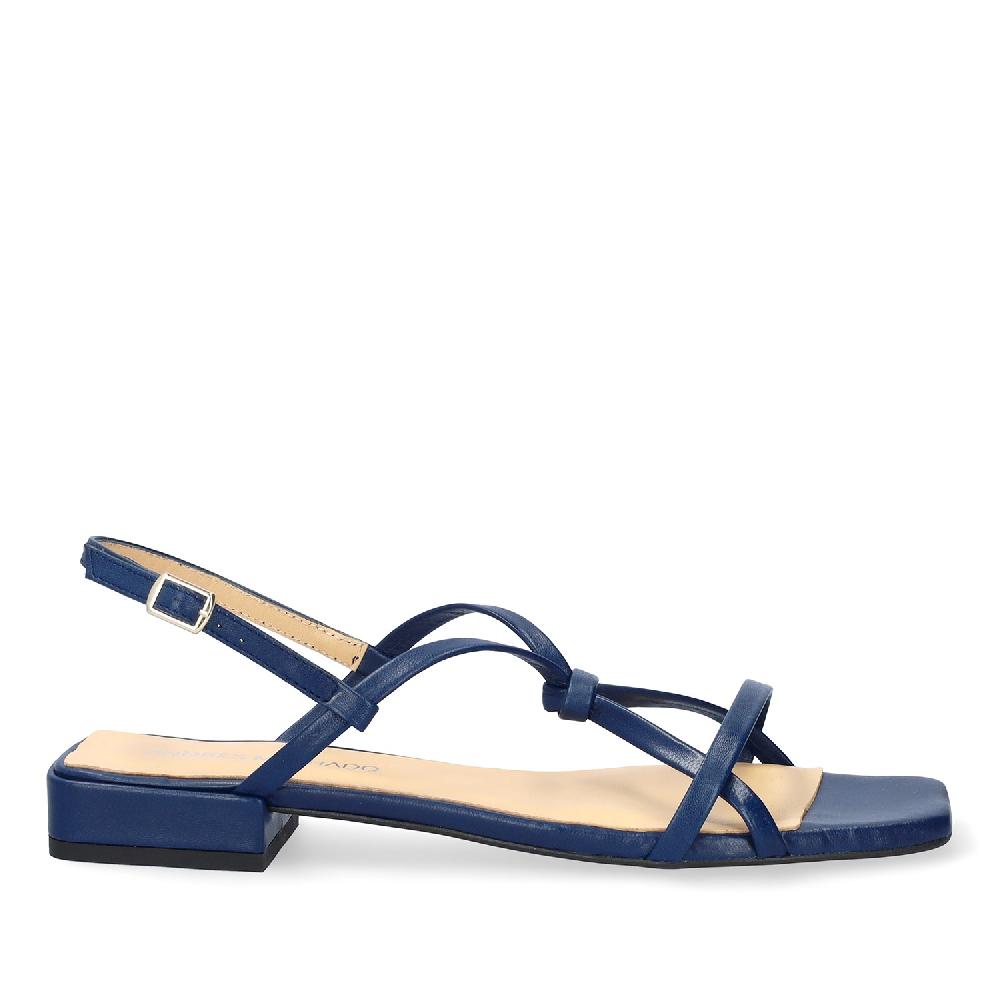 Andres Machado Sandalia Plana En Piel Marino