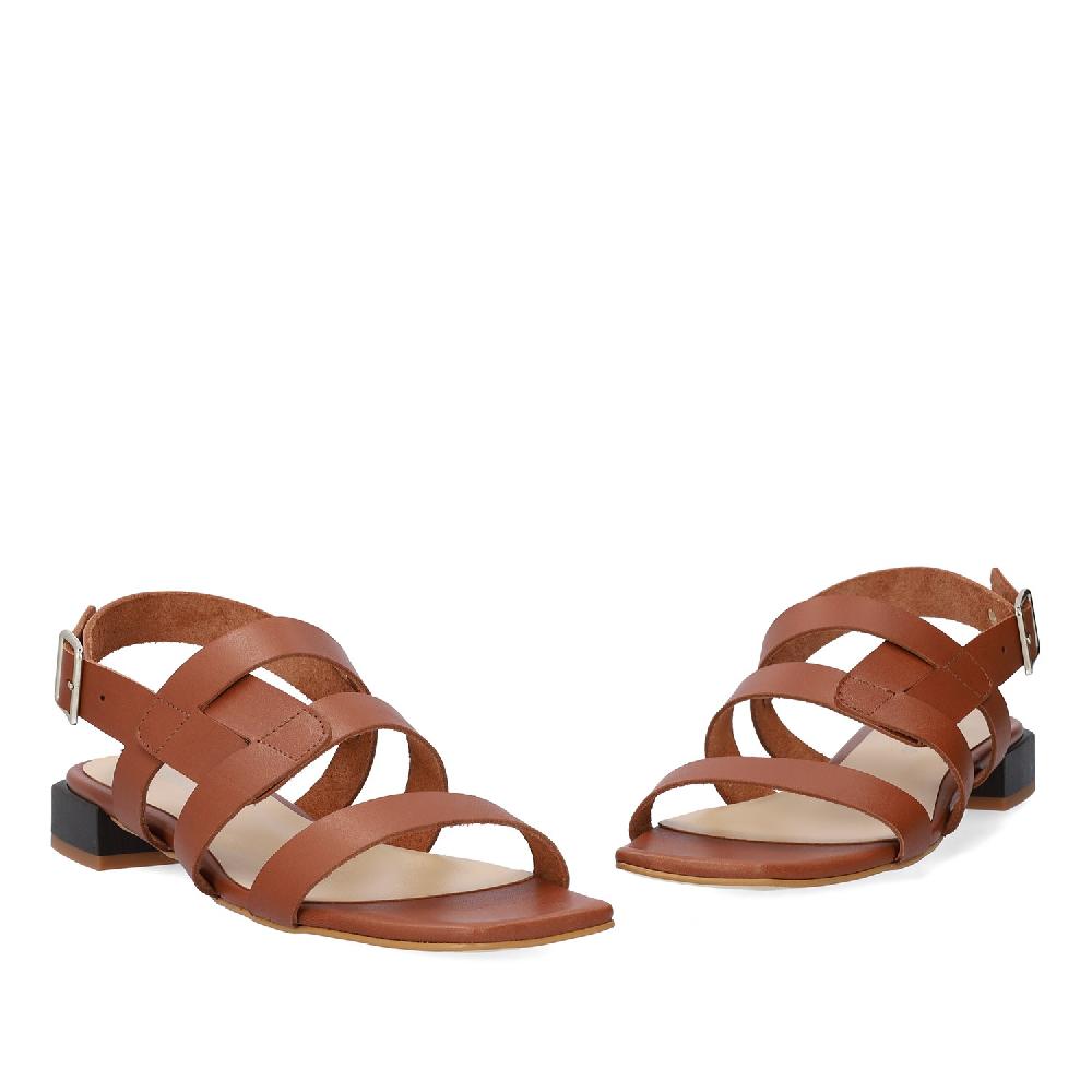 Andres Machado Sandalia Plana En Piel Marrón