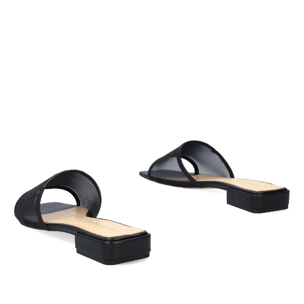 Andres Machado Sandalia Plana En Piel Negro