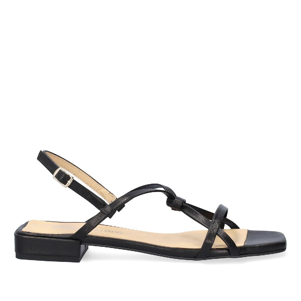 Andres Machado Sandalia Plana En Piel Negro