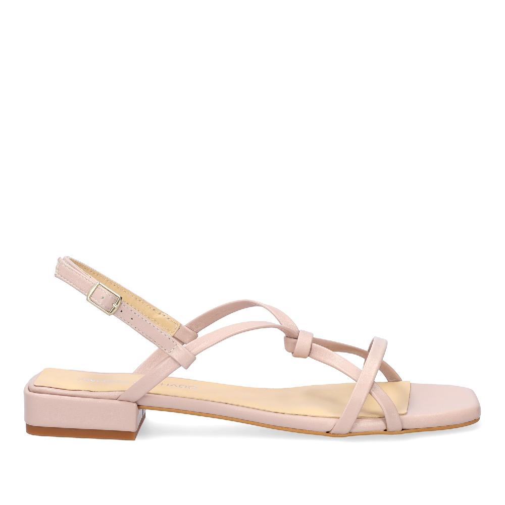 Andres Machado Sandalia Plana En Piel Rosa