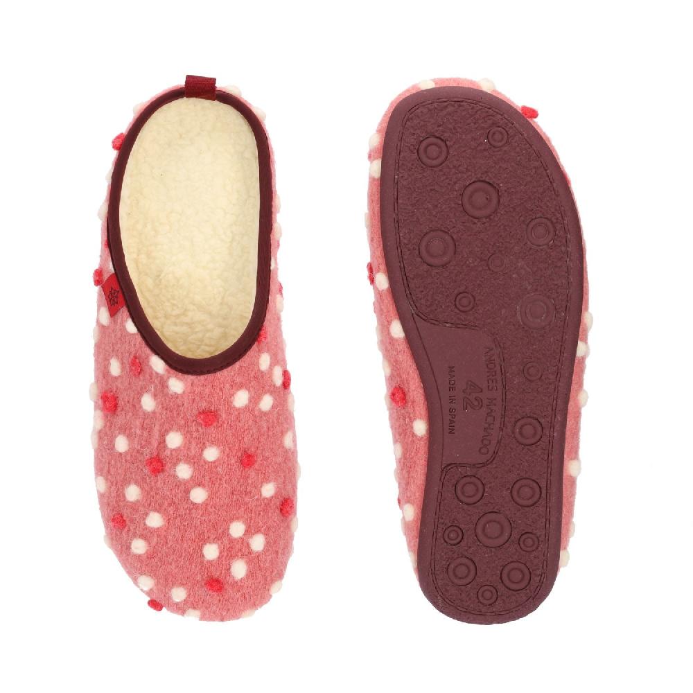 Andres Machado Zapatillas En Lana Rosa Con Puntos