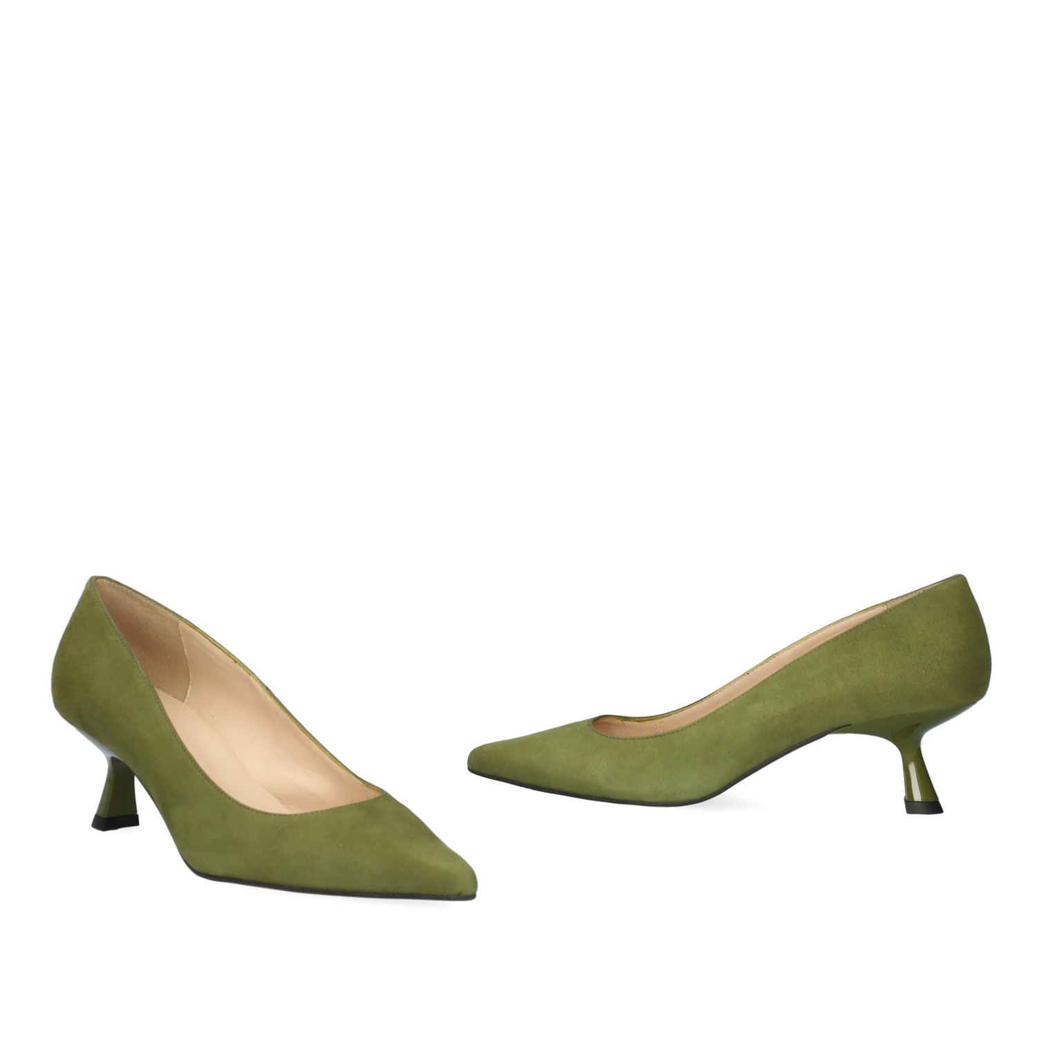 Andres Machado Zapato De Tacón En Ante Kaki