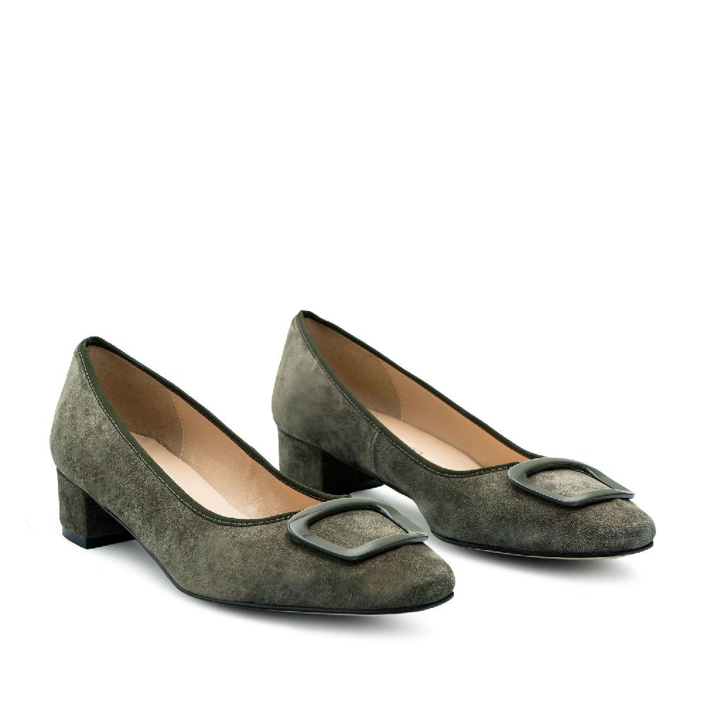 Andres machado Zapato en serraje tacón Kaki