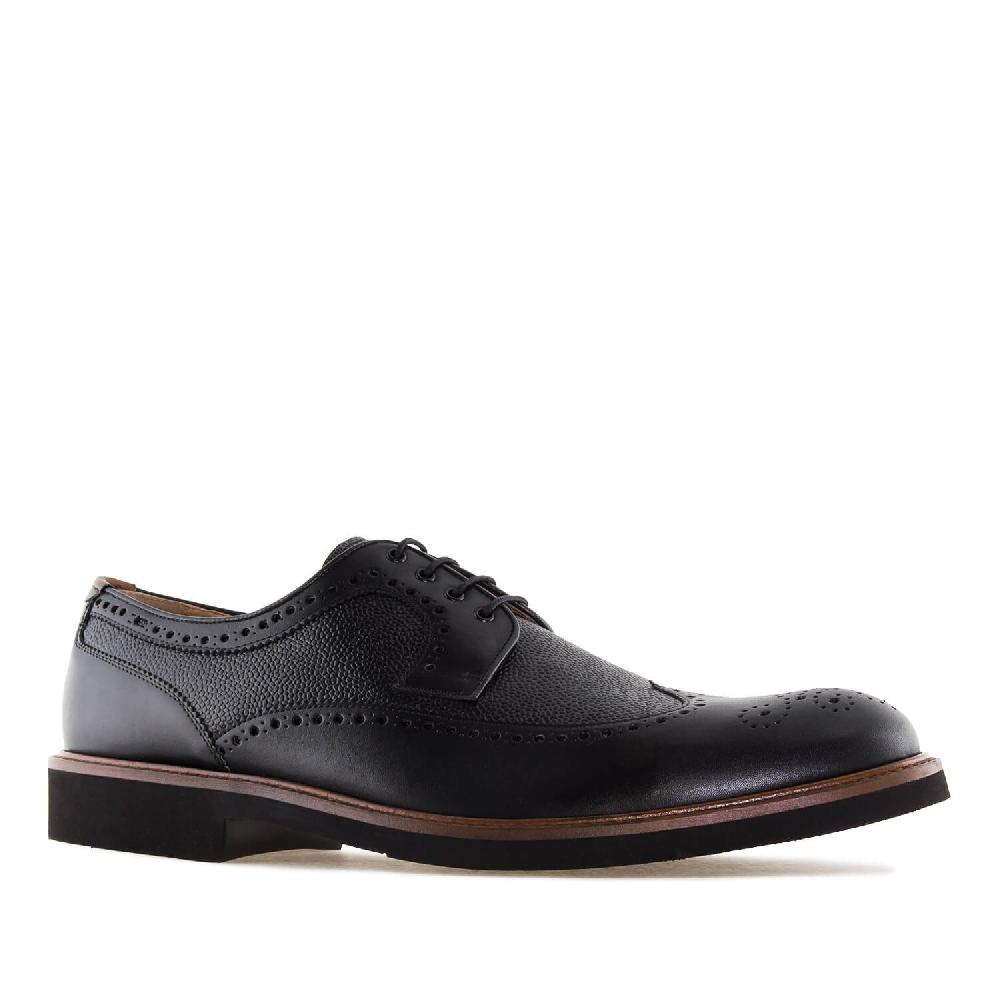 Andres Machado Zapato Estilo Blucher En Piel Negro