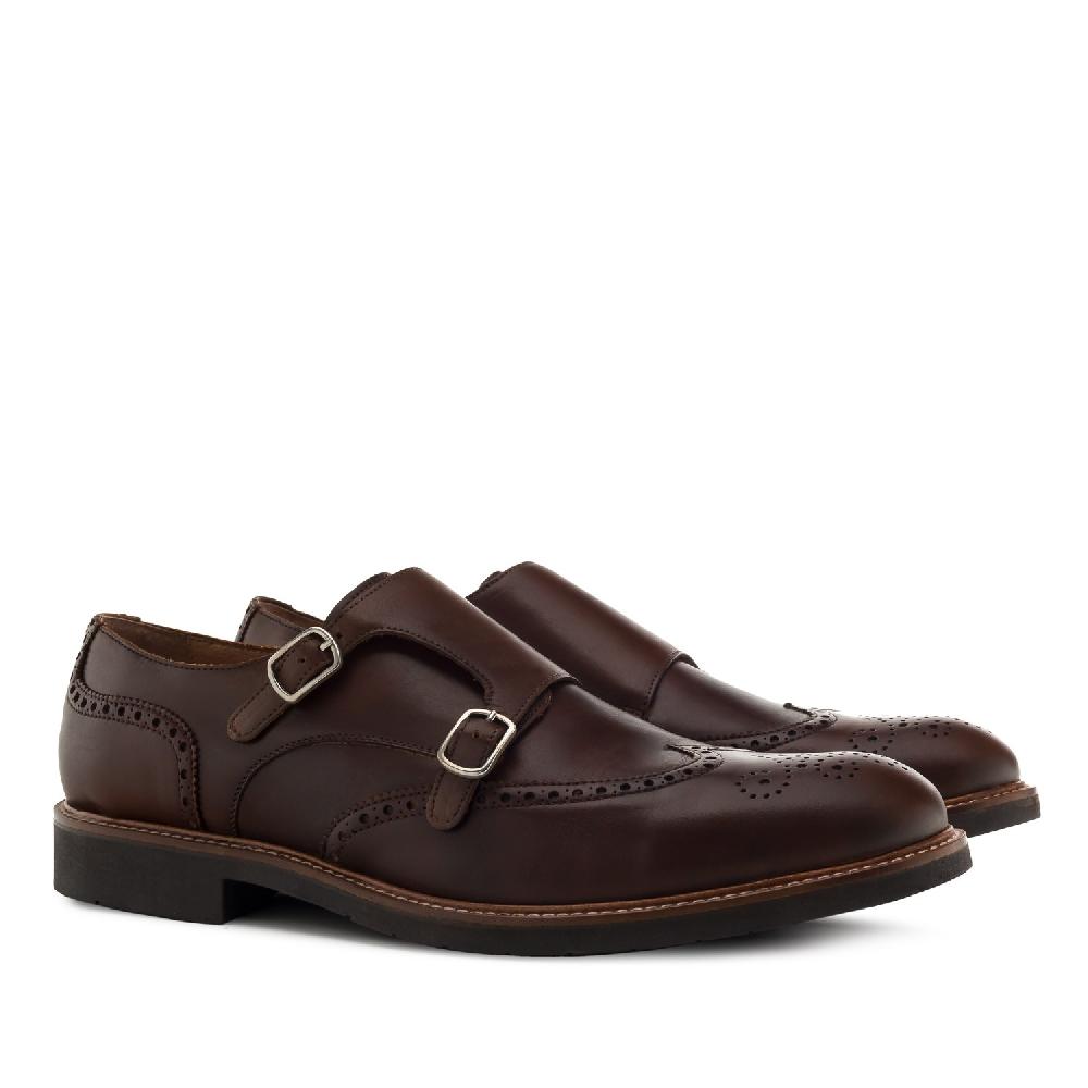 Andres machado Zapato Monk piel Marron