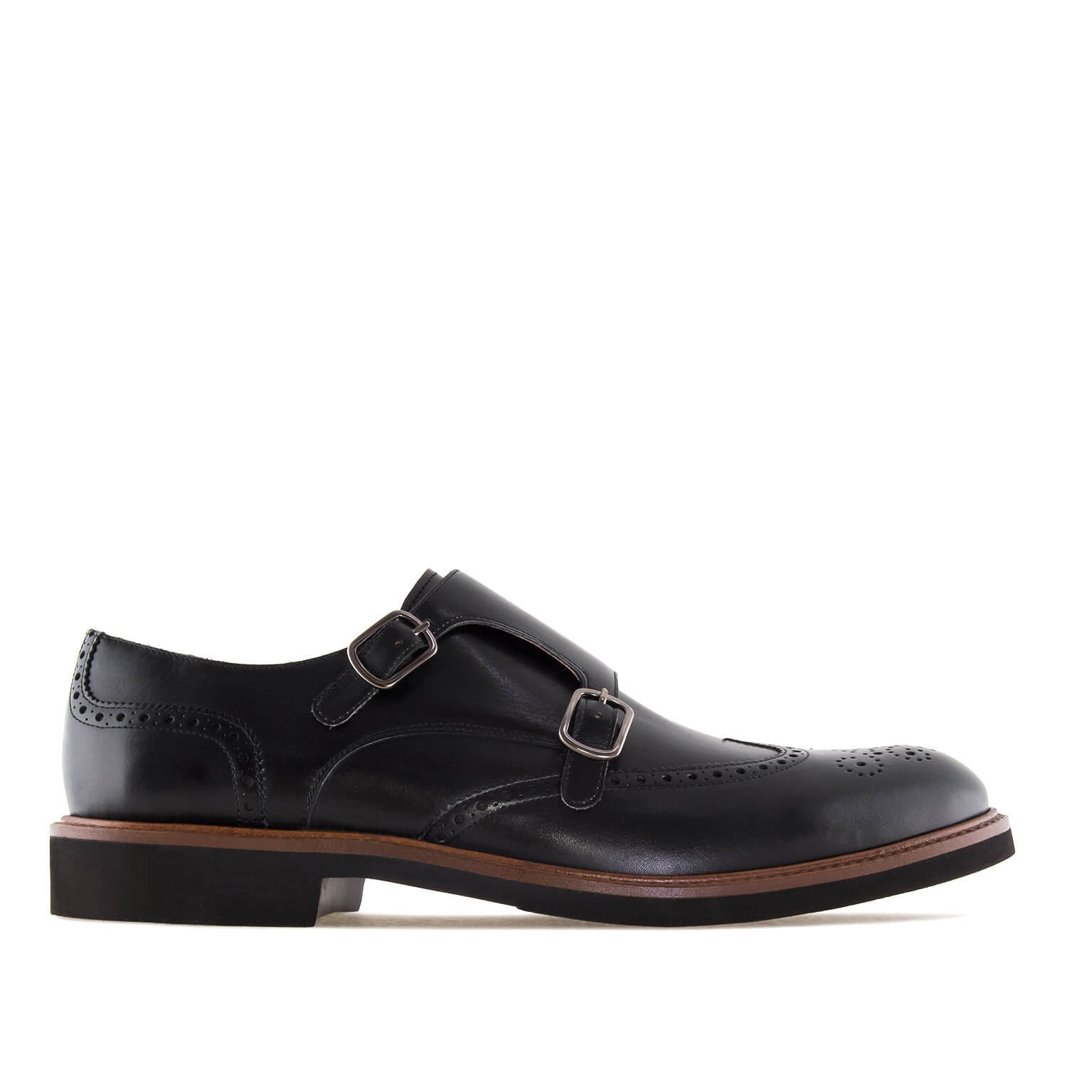 Andres Machado Zapato Monk Piel Negro