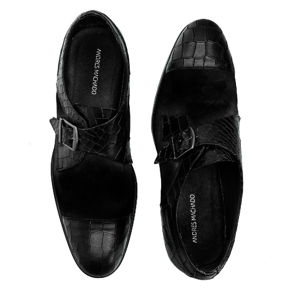 Andres Machado Zapato Monk Serraje Coco Negro