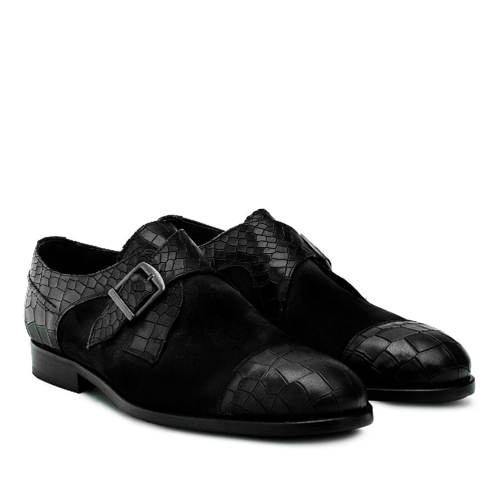Andres machado Zapato Monk Serraje Coco Negro