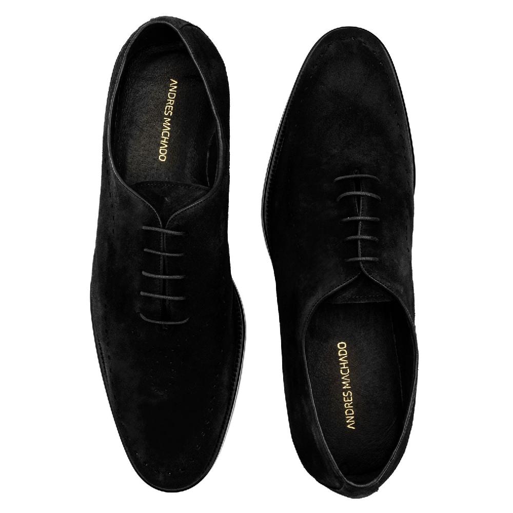 Andres Machado Zapato Serraje Negro Con Cordones