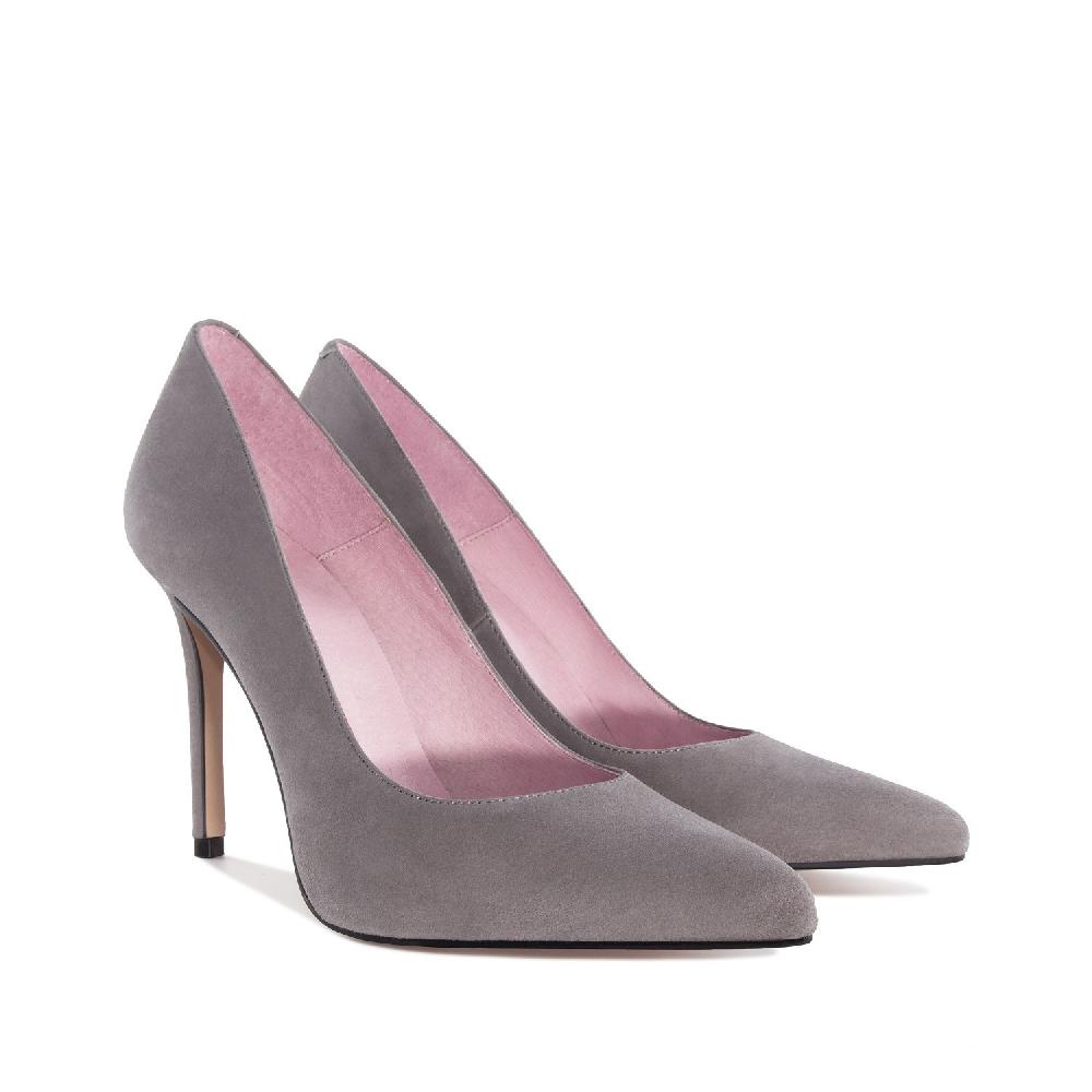 Andres machado Zapato Tacón de Ante Gris