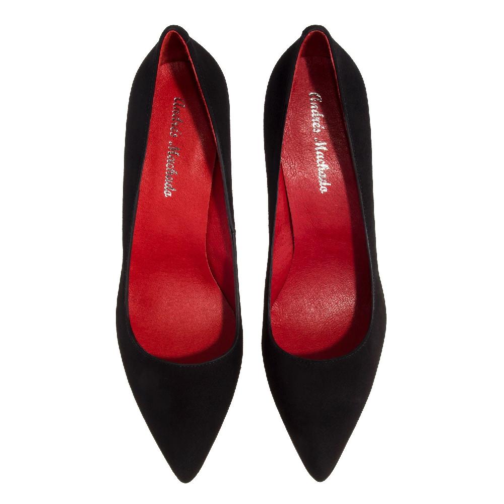 Andres Machado Zapato Tacón De Ante Negro