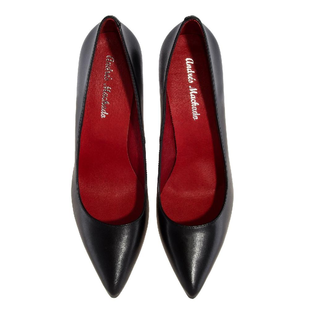Andres Machado Zapato Tacón De Piel Napa Negro