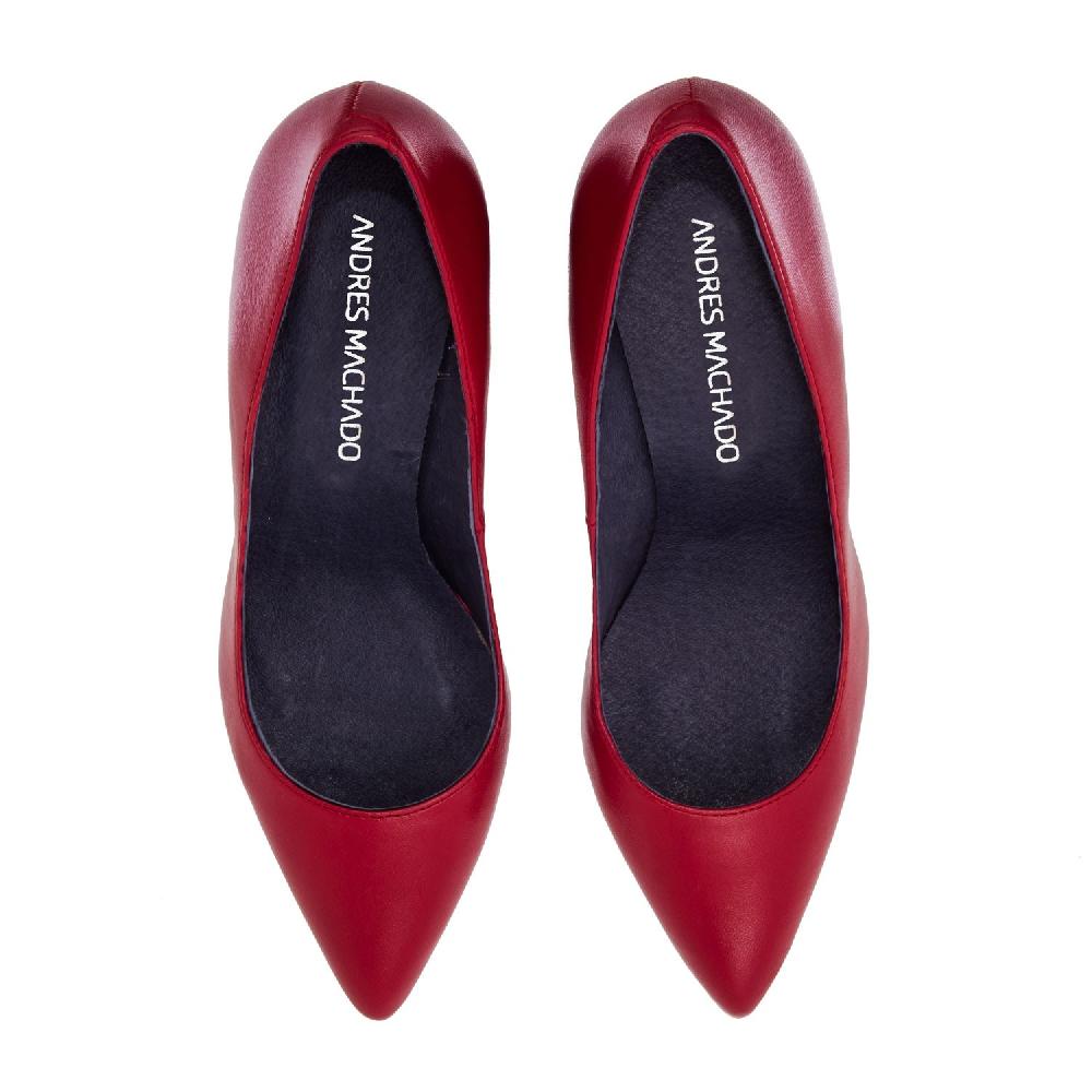Andres Machado Zapato Tacón De Piel Napa Vino