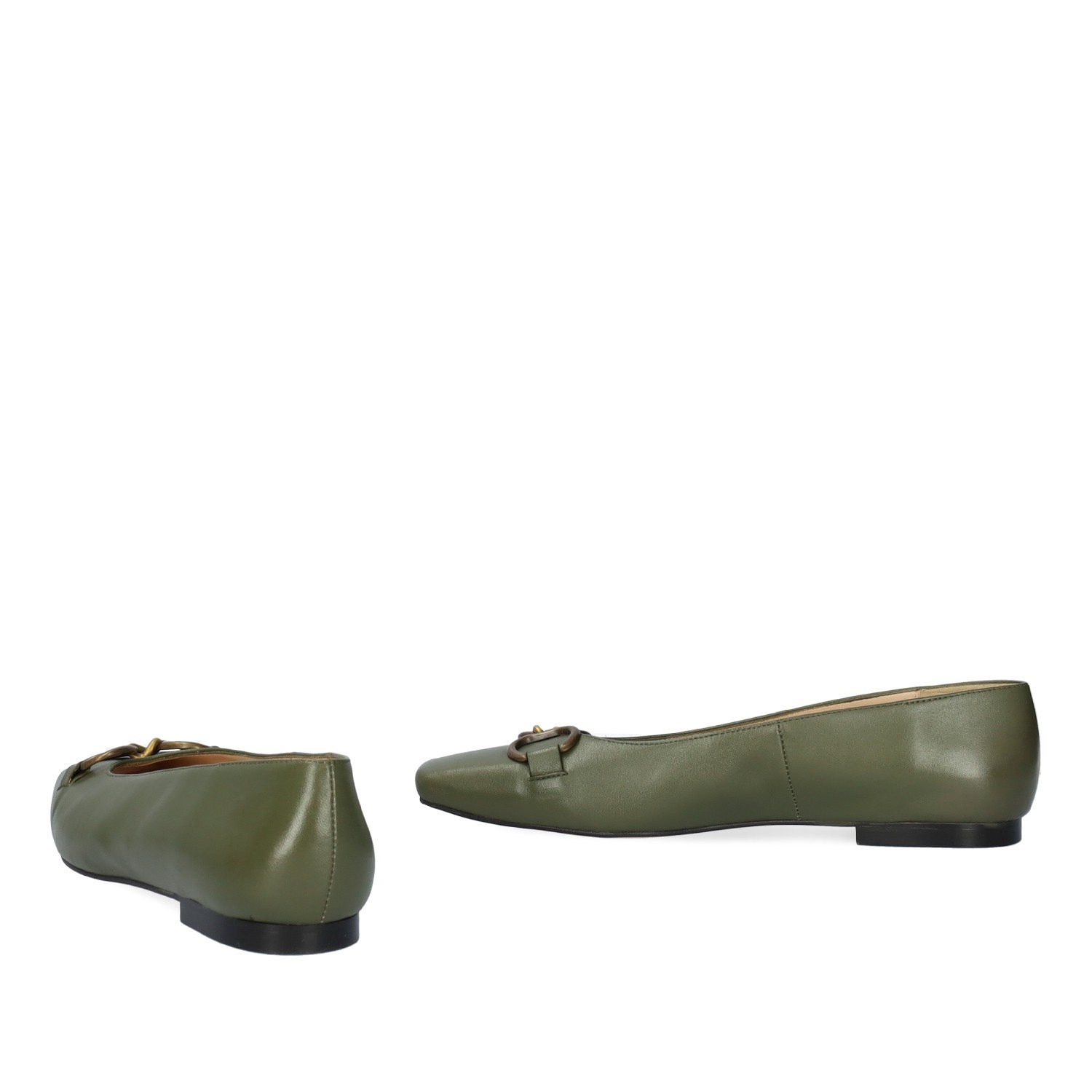 Andres Machado Bailarina En Piel De Color Kaki Punta Cuadrada