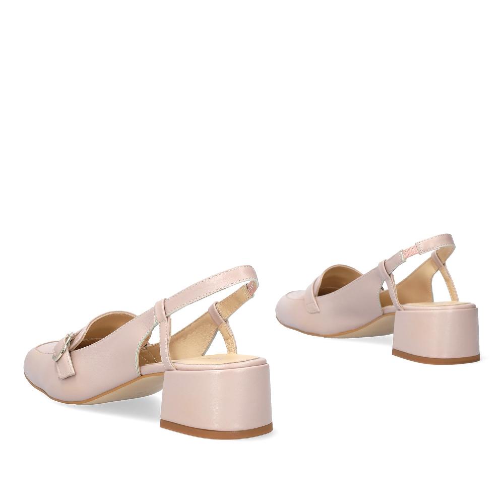 Andres Machado Mocasín Destalonado Con Tacón En Piel Rosa