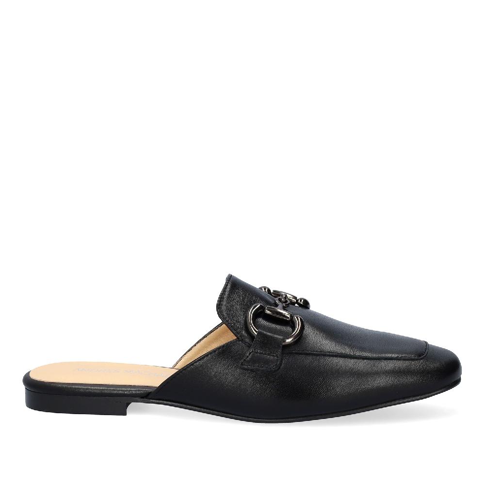 Andres Machado Mocasín Plano Destalonado En Piel Negro