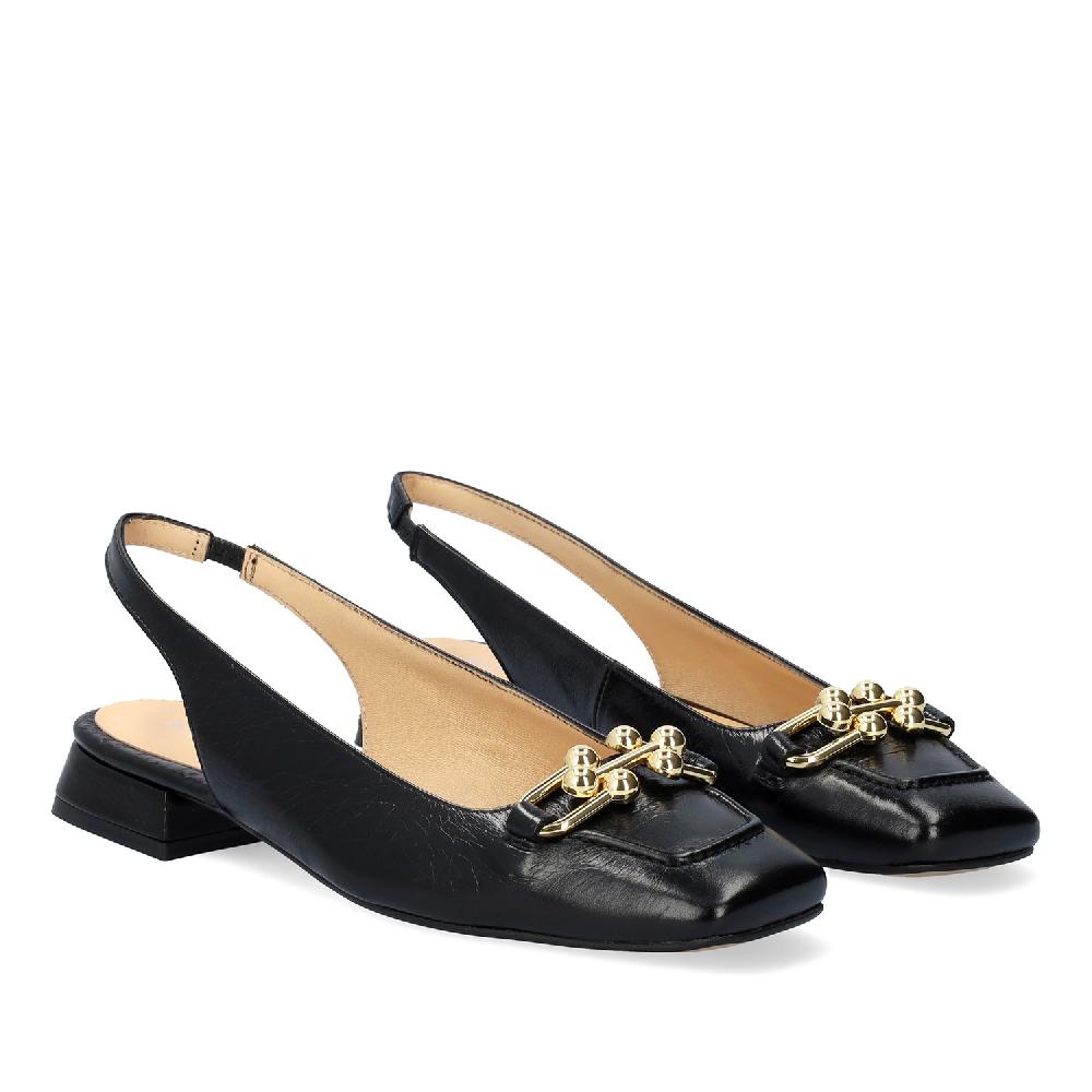 Andres machado Mocasín plano destalonado en piel negro