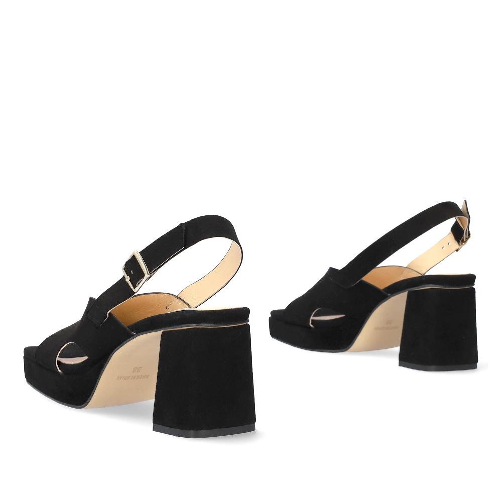 Andres Machado Sandalia Con Plataforma Y Tacón En Ante Negro