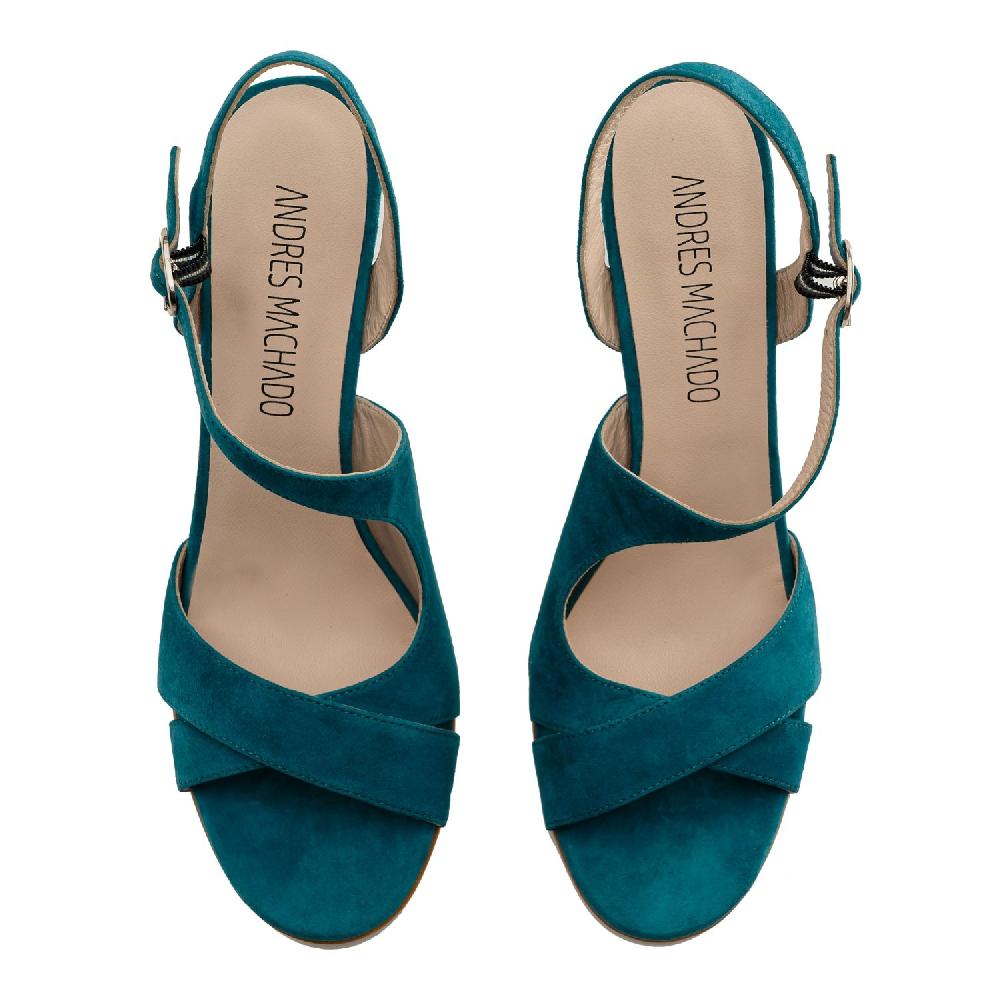 Andres Machado Sandalias Con Tacón En Ante De Color Azul