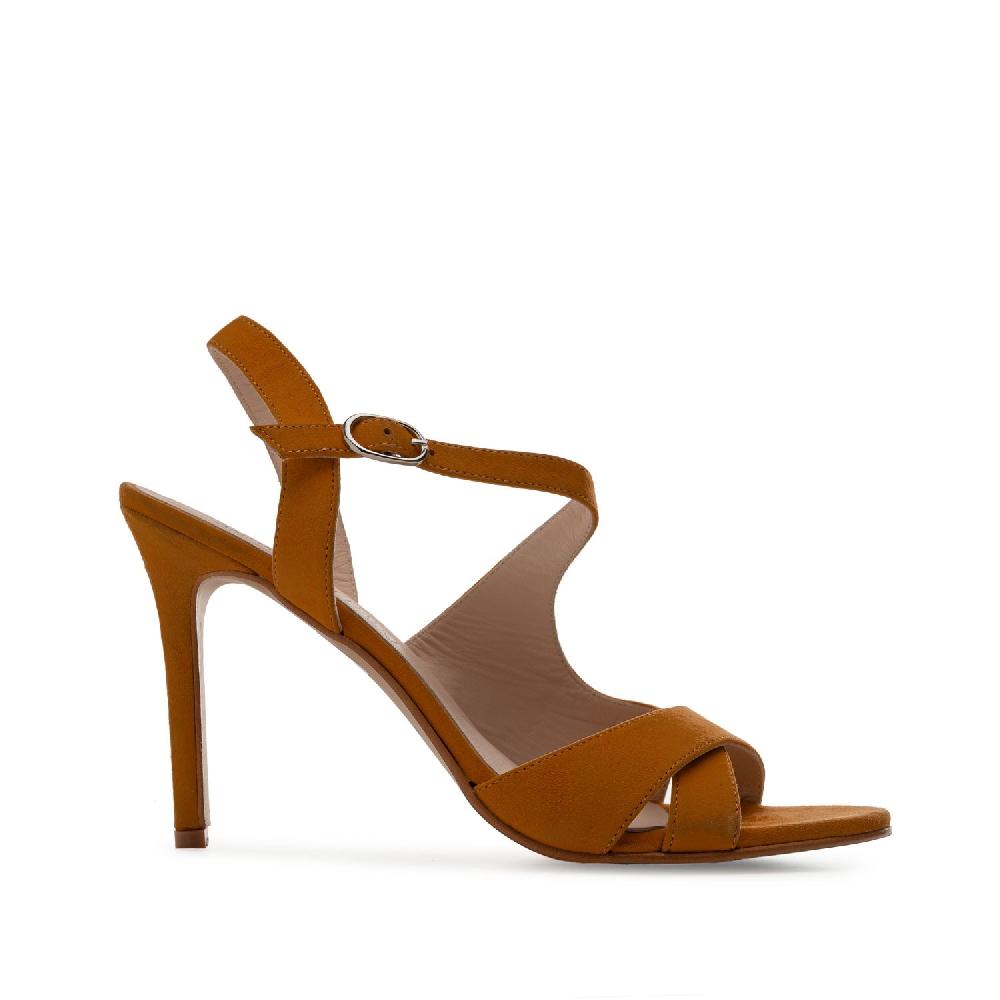 Andres Machado Sandalias Con Tacón En Ante De Color Camel