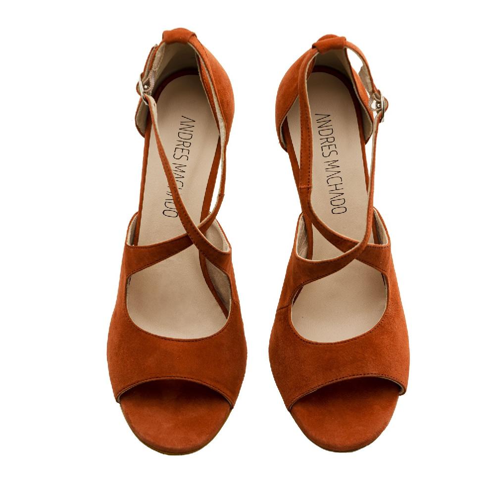 Andres Machado Sandalias Con Tacón En Ante De Color Marron