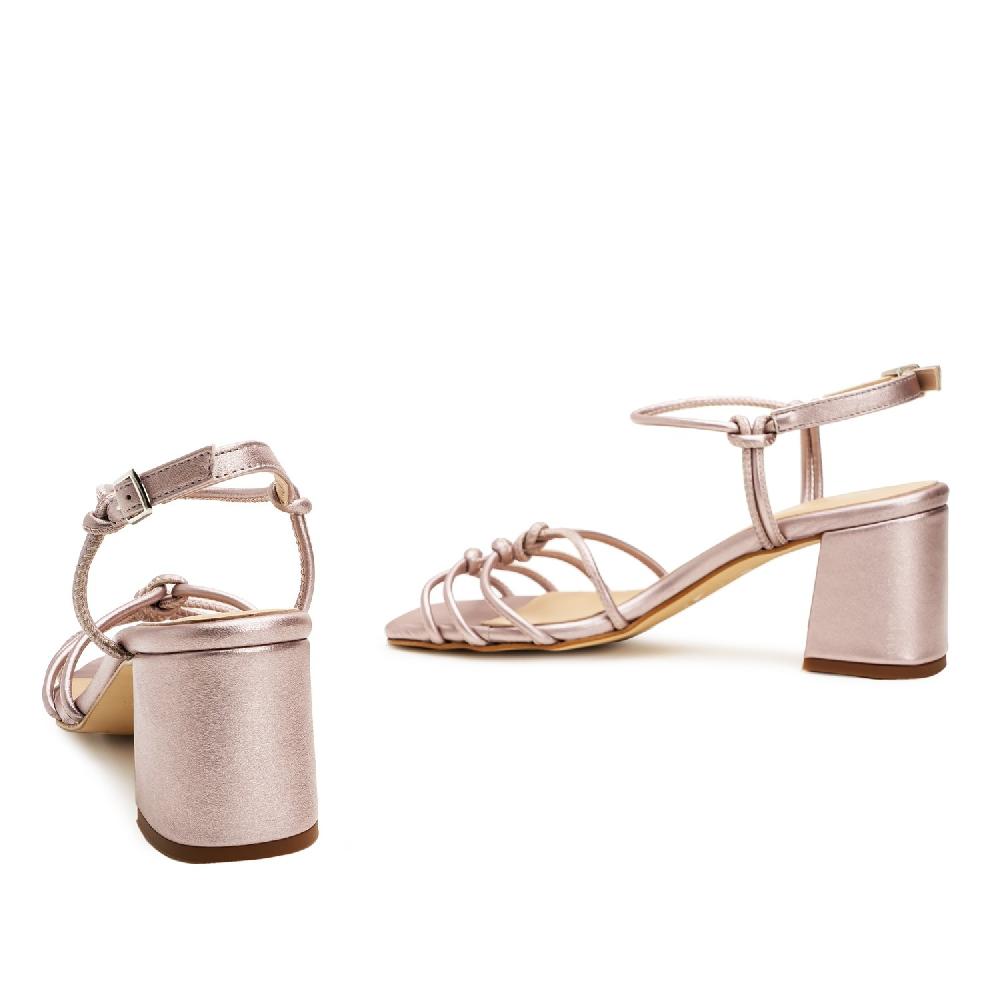 Andres Machado Sandalias De Nudos De Piel Rosa Metalizada