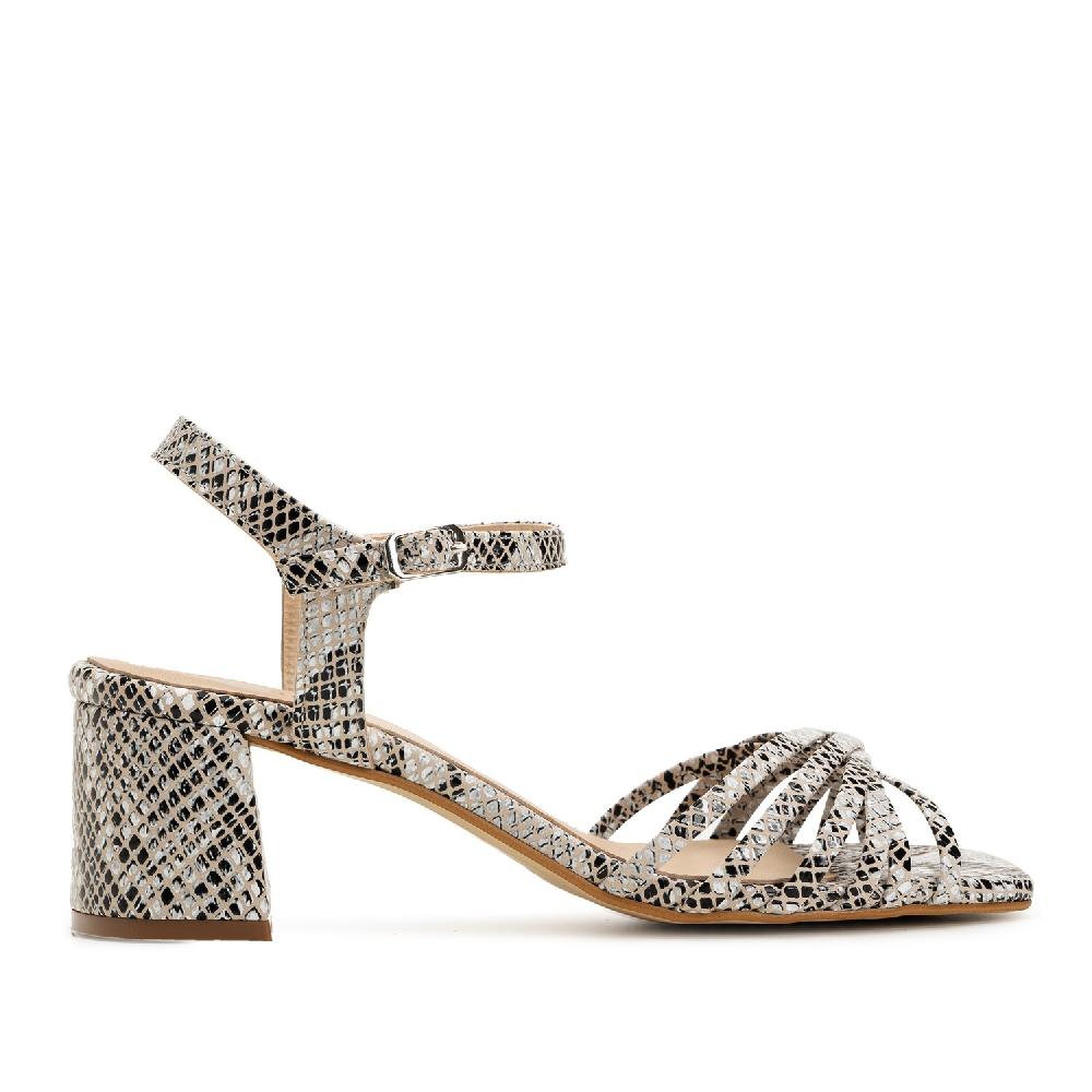 Andres Machado Sandalias De Tiras En Piel Con Estampado Serpiente