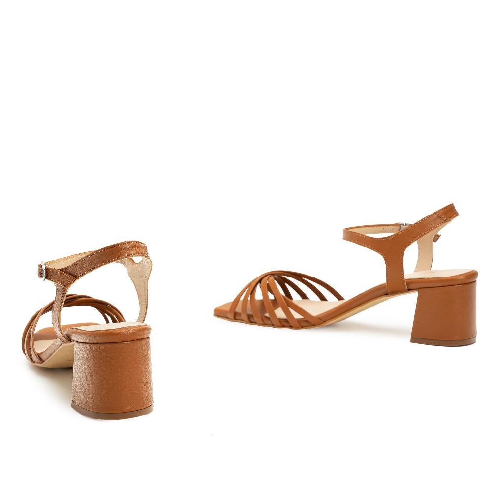 Andres Machado Sandalias De Tiras En Piel Lisa De Color Marrón