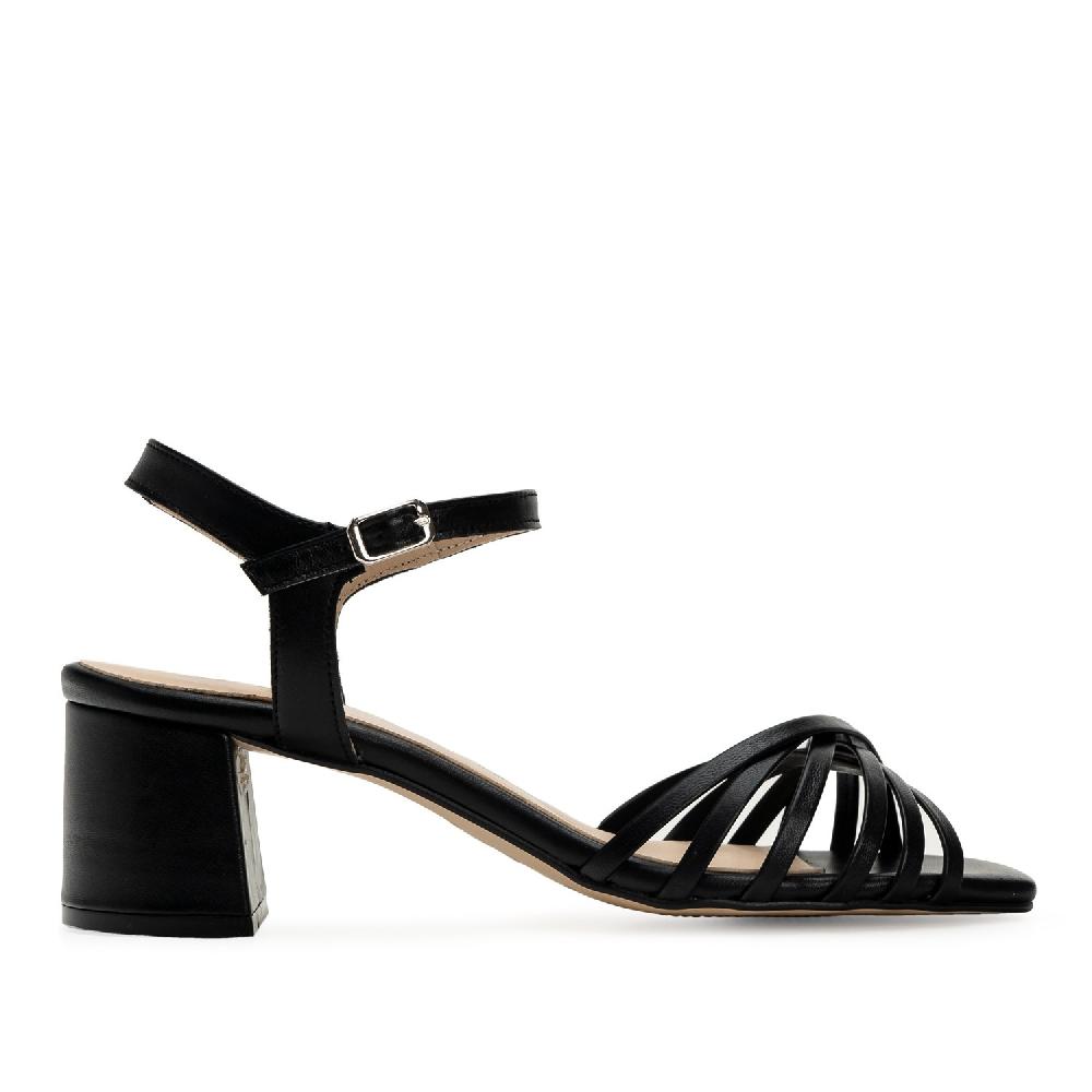 Andres Machado Sandalias De Tiras En Piel Lisa De Color Negro