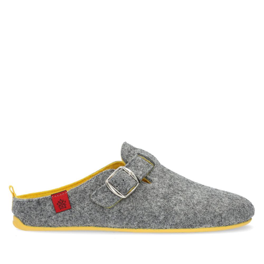 Andres Machado Zapatillas De Estar Por Casa Con Hebilla Unisex Y Tejido Fieltro Gris