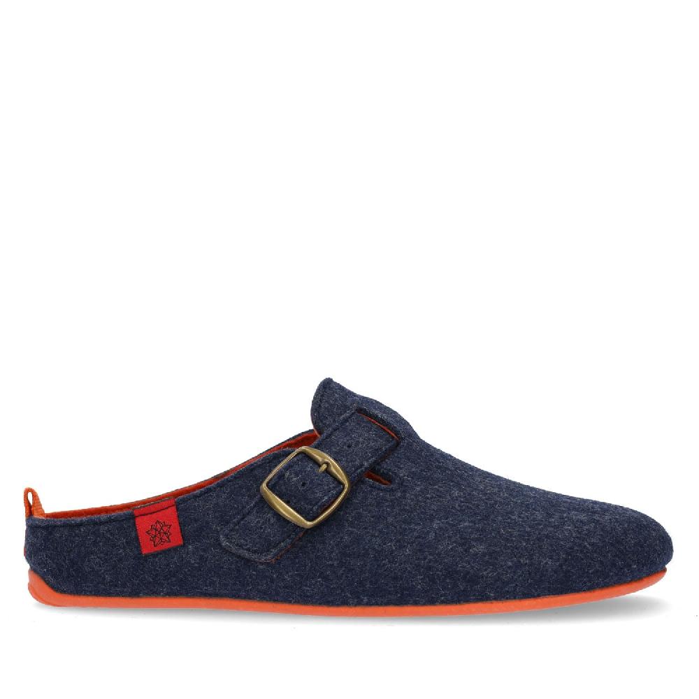 Andres Machado Zapatillas De Estar Por Casa Con Hebilla Unisex Y Tejido Fieltro Azul