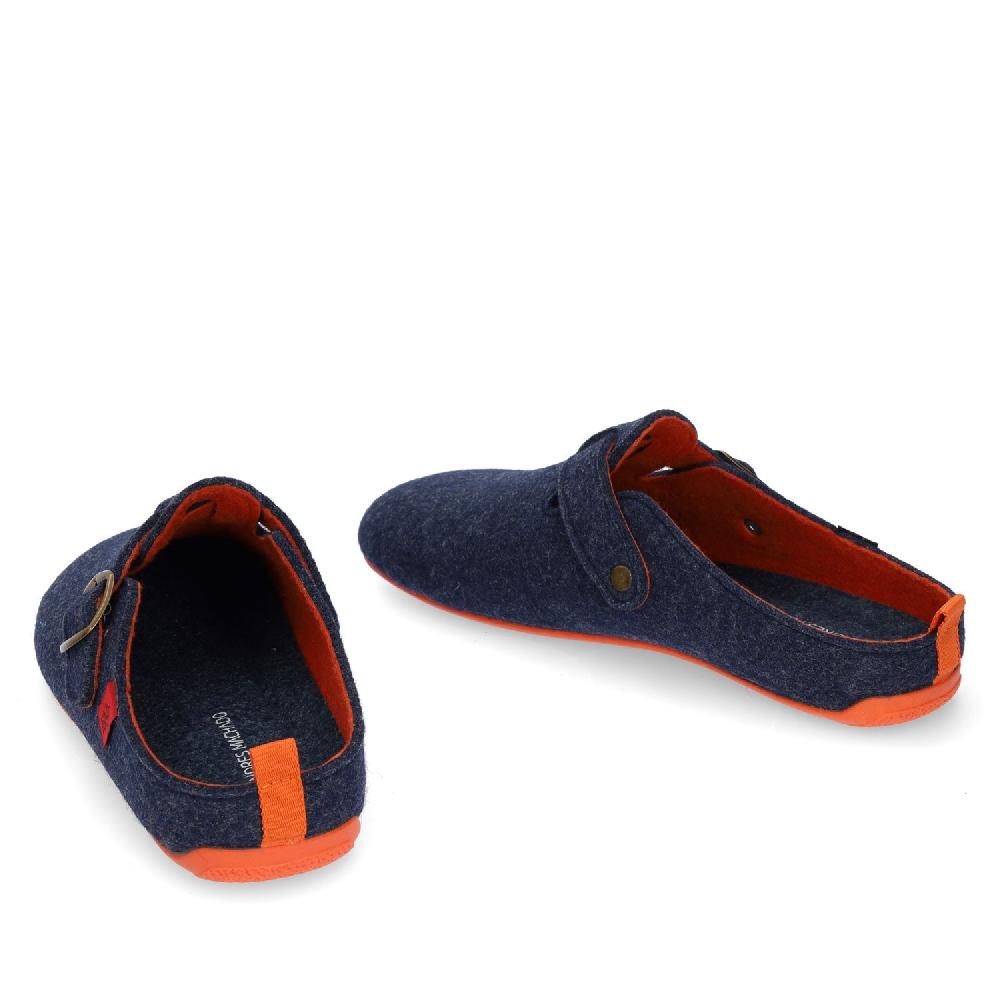 Andres Machado Zapatillas De Estar Por Casa Con Hebilla Unisex Y Tejido Fieltro Azul