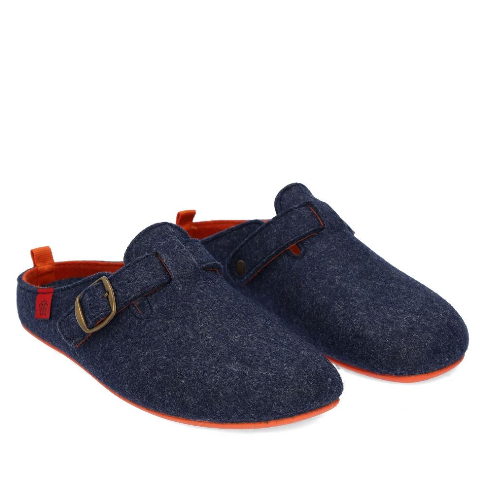 Andres machado Zapatillas de estar por casa con hebilla Unisex y tejido fieltro Azul