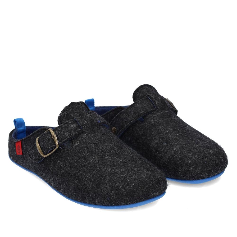 Andres machado Zapatillas de estar por casa con hebilla Unisex y tejido fieltro Negro