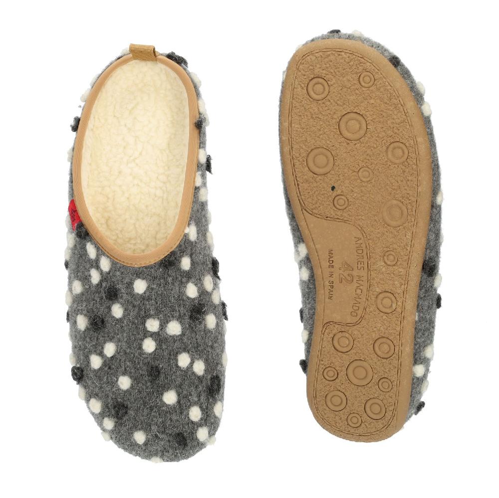 Andres Machado Zapatillas En Lana Antracita Con Puntos