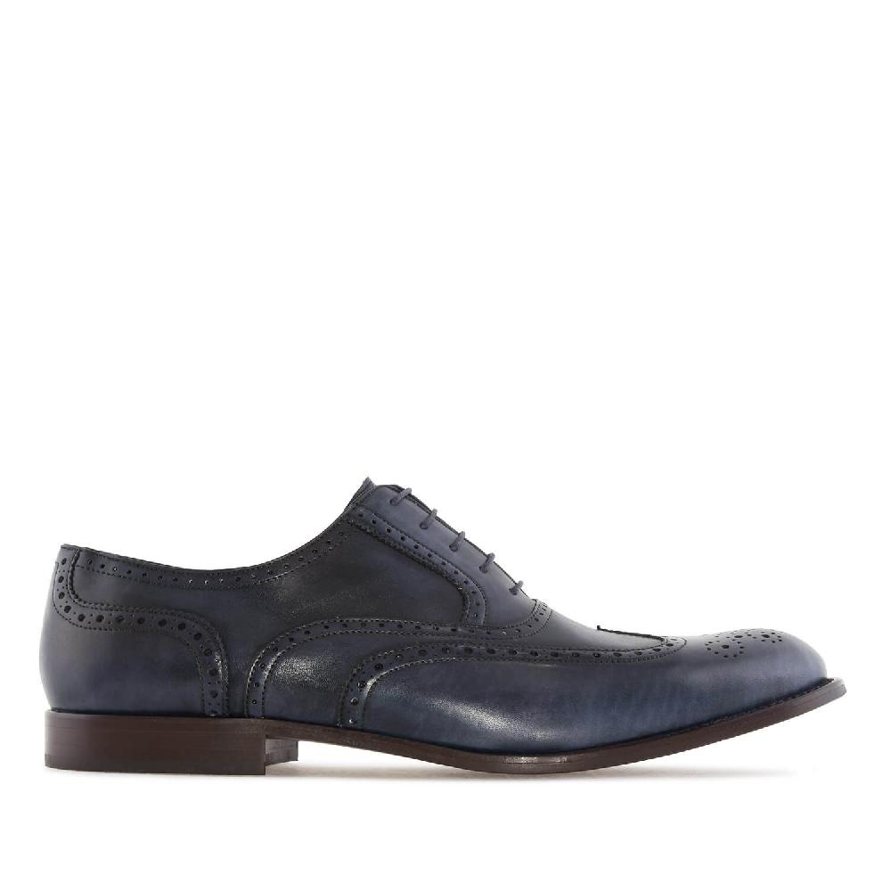 Andres Machado Zapato De Caballero Estilo Oxford En Piel Azul