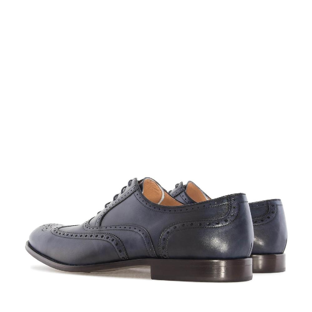 Andres Machado Zapato De Caballero Estilo Oxford En Piel Azul