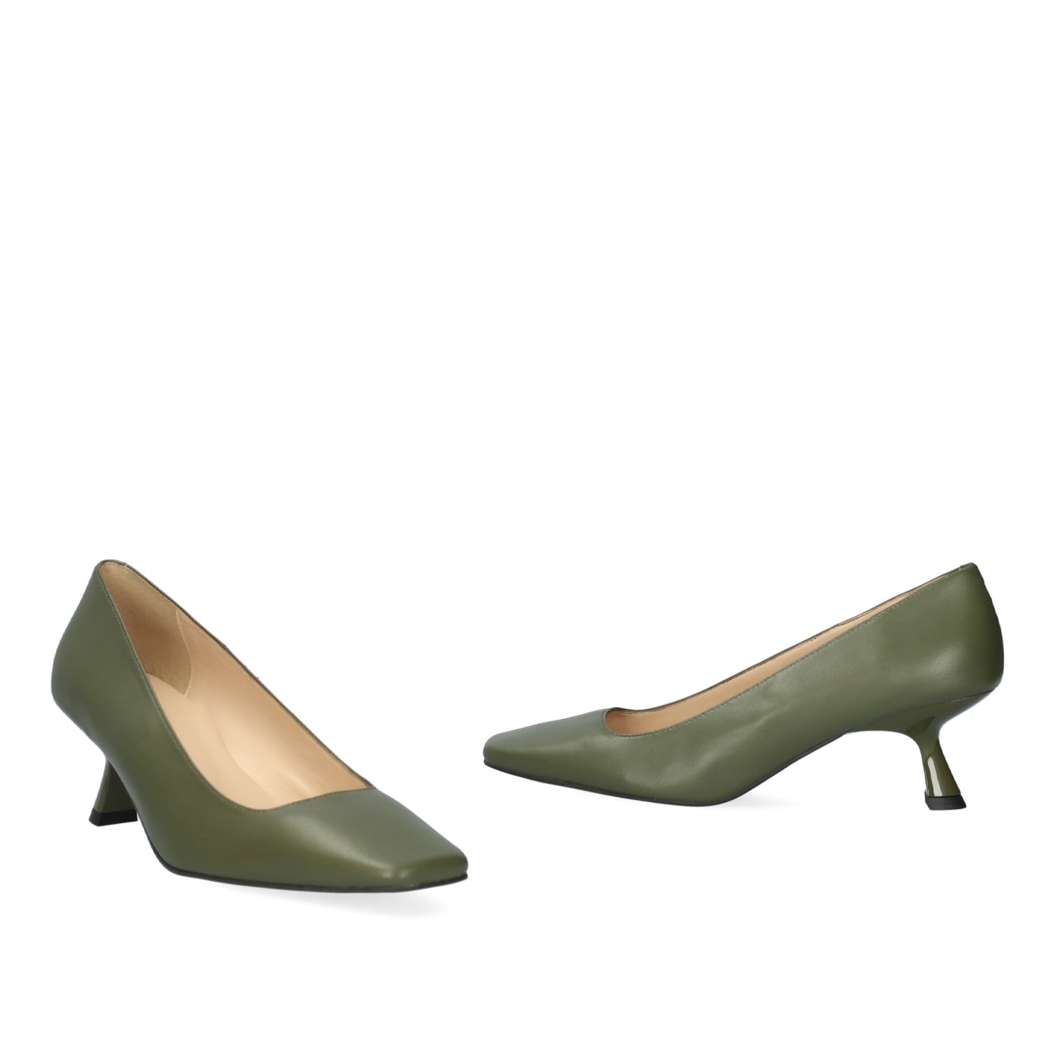 Andres Machado Zapato De Tacón En Piel De Color Kaki