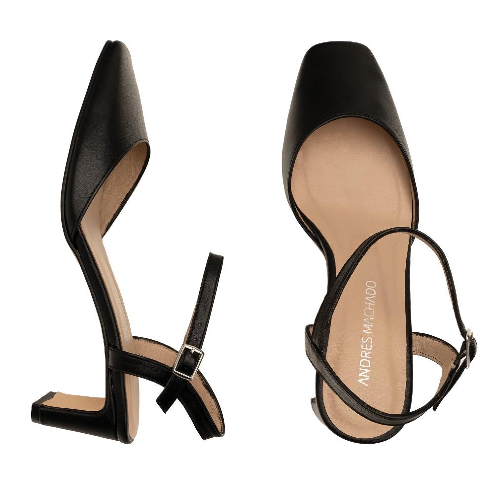 Andres Machado Zapato Destalonado Tacón En Piel Negra